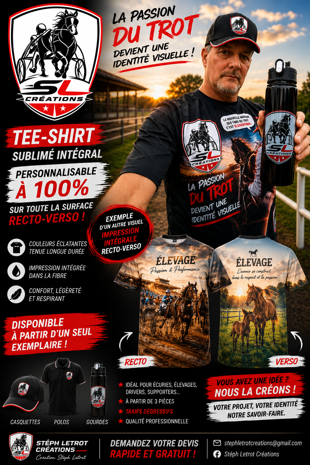 Tee-shirt sublimé intégral pour élevages et écuries